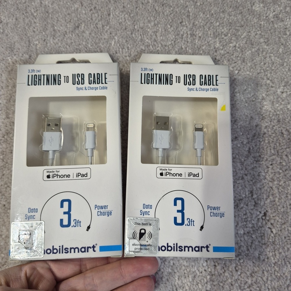 2 Mobilsmart iphone & ipad Charging Cable Sync Charge 3.3ft Lighting To USB New